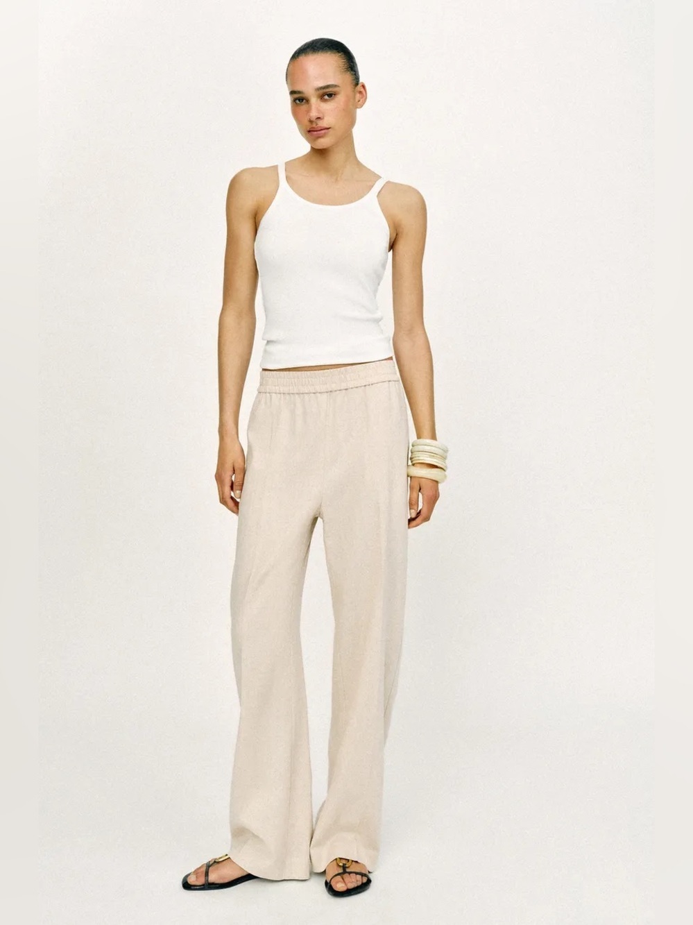 ZARA linen blend pull on pants Size Medium